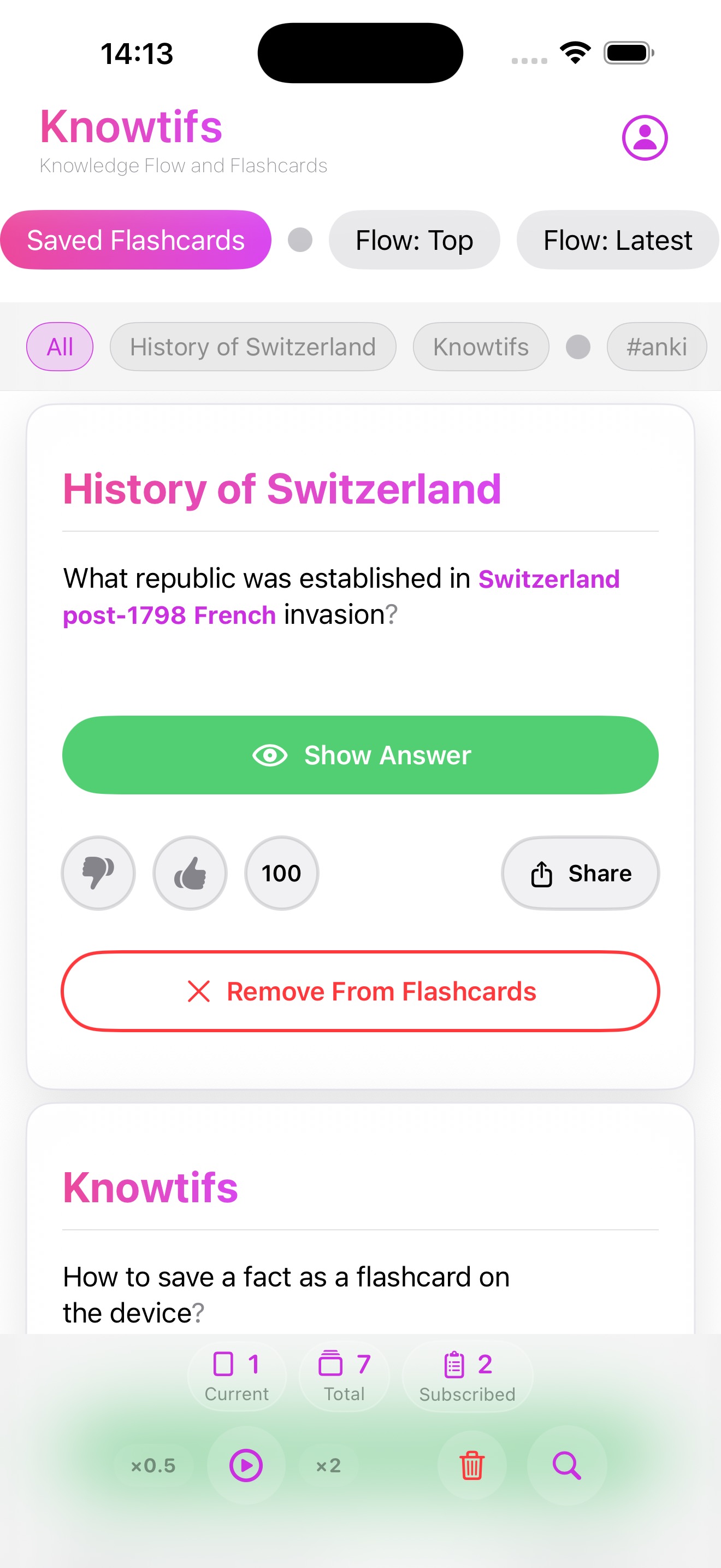 Flashcard Mode